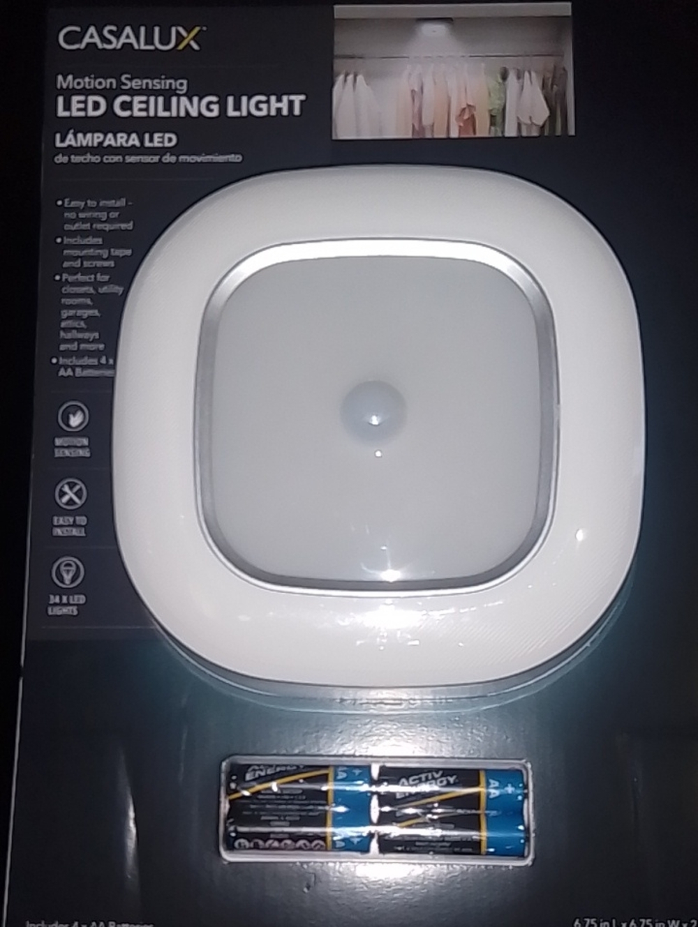 Casalux White Motion Sensing LED Ceiling Light - Battery Powered